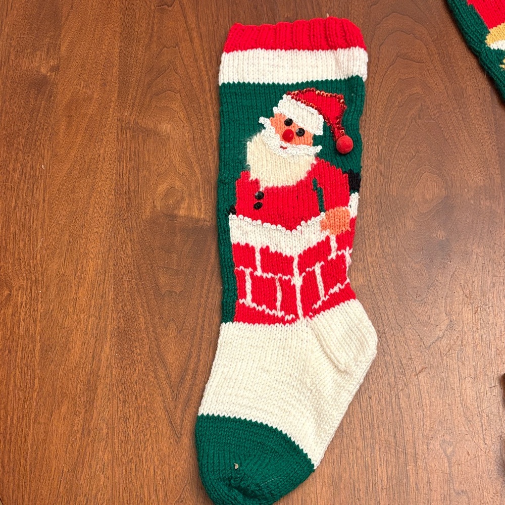 VINTAGE Festive Santa Christmas Stocking